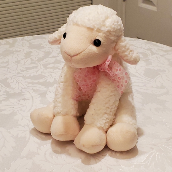 Toys 16 Plush Lamb Sheep Stuffed Animal W Pink Bow Poshmark